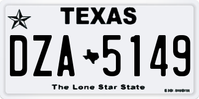 TX license plate DZA5149