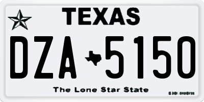TX license plate DZA5150