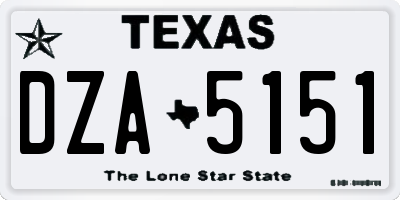 TX license plate DZA5151