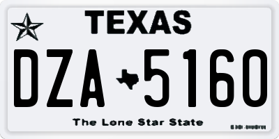 TX license plate DZA5160