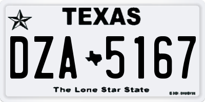 TX license plate DZA5167