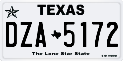 TX license plate DZA5172