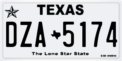 TX license plate DZA5174