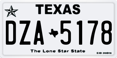 TX license plate DZA5178