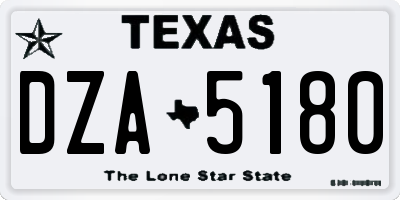 TX license plate DZA5180