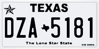TX license plate DZA5181