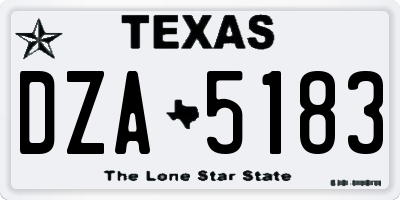 TX license plate DZA5183