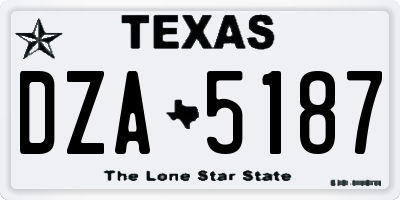 TX license plate DZA5187