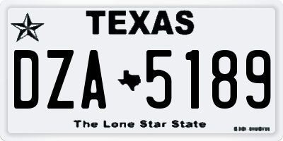 TX license plate DZA5189