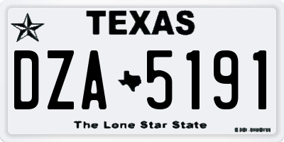 TX license plate DZA5191