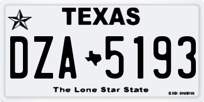 TX license plate DZA5193