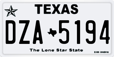 TX license plate DZA5194