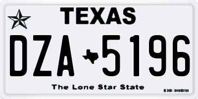 TX license plate DZA5196
