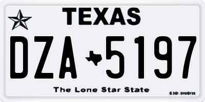 TX license plate DZA5197