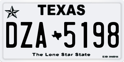 TX license plate DZA5198