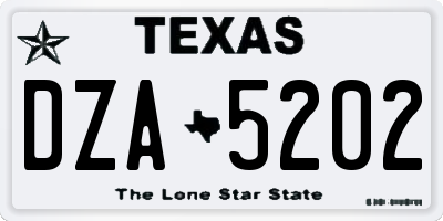 TX license plate DZA5202