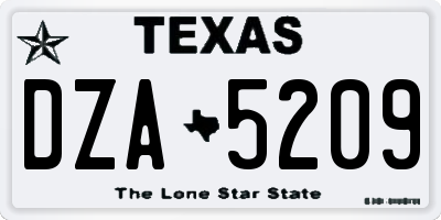TX license plate DZA5209
