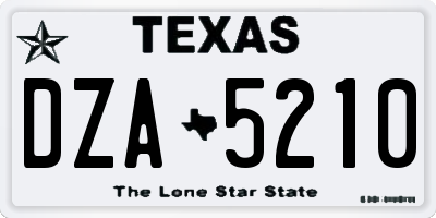TX license plate DZA5210