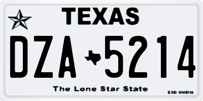 TX license plate DZA5214