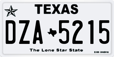 TX license plate DZA5215
