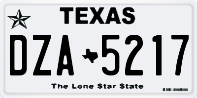 TX license plate DZA5217