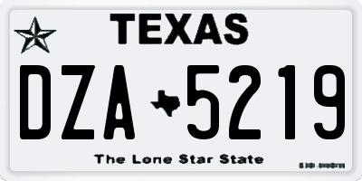 TX license plate DZA5219