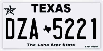TX license plate DZA5221