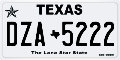 TX license plate DZA5222