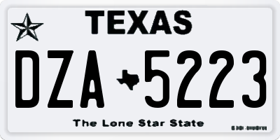 TX license plate DZA5223