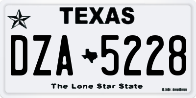 TX license plate DZA5228