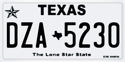 TX license plate DZA5230