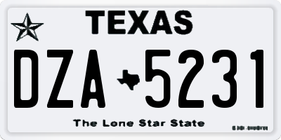 TX license plate DZA5231