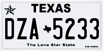 TX license plate DZA5233