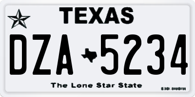 TX license plate DZA5234