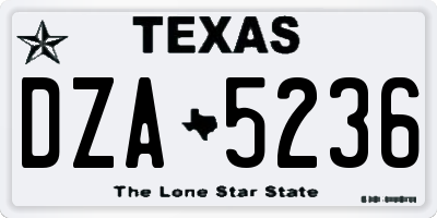 TX license plate DZA5236