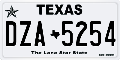 TX license plate DZA5254