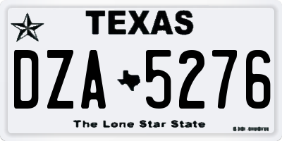 TX license plate DZA5276