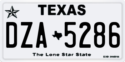 TX license plate DZA5286
