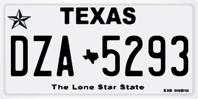 TX license plate DZA5293