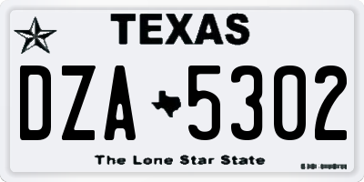 TX license plate DZA5302