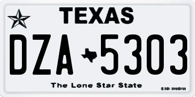 TX license plate DZA5303
