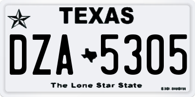 TX license plate DZA5305