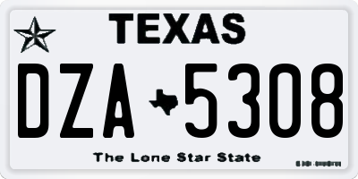TX license plate DZA5308