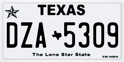 TX license plate DZA5309