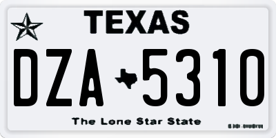 TX license plate DZA5310