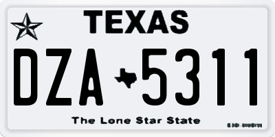 TX license plate DZA5311