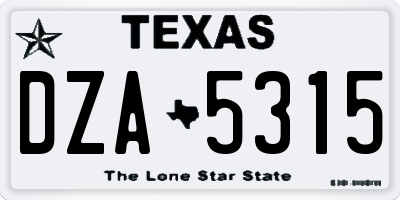 TX license plate DZA5315