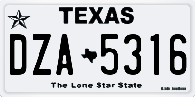 TX license plate DZA5316