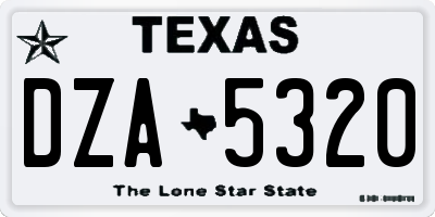 TX license plate DZA5320