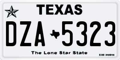 TX license plate DZA5323